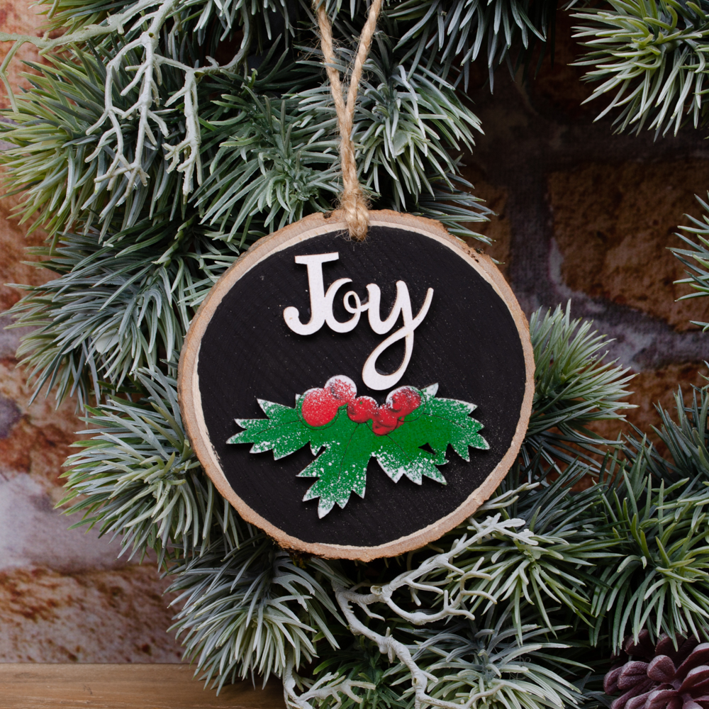 круглая подвеска "JOY"из  натурального дерева черная